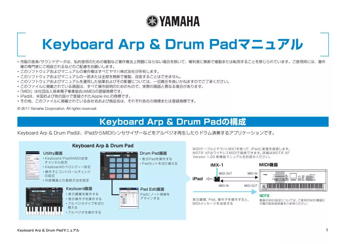 Mode d'emploi YAMAHA DRUM PAD