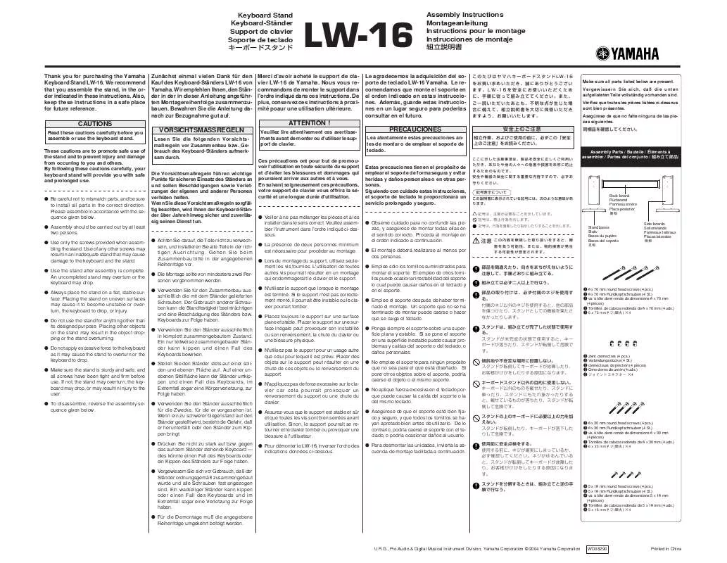 Mode d'emploi YAMAHA LW-16