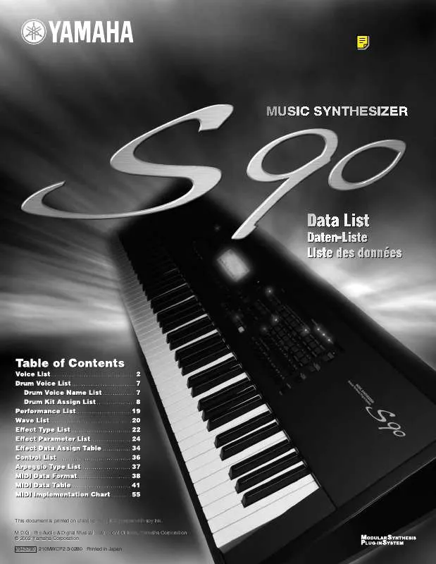 Mode d'emploi YAMAHA S90