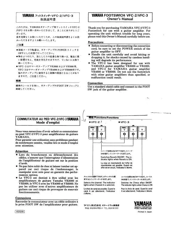 Mode d'emploi YAMAHA VFC-2/VFC-3