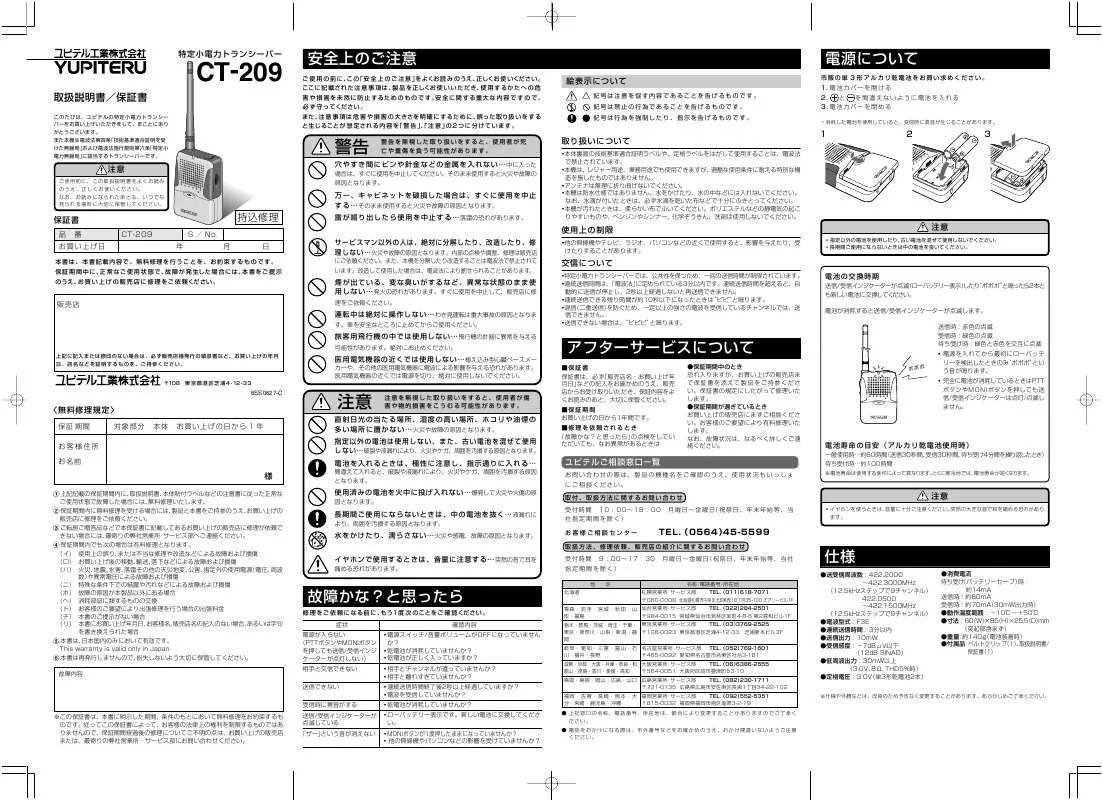 Mode d'emploi YUPITERU CT-209