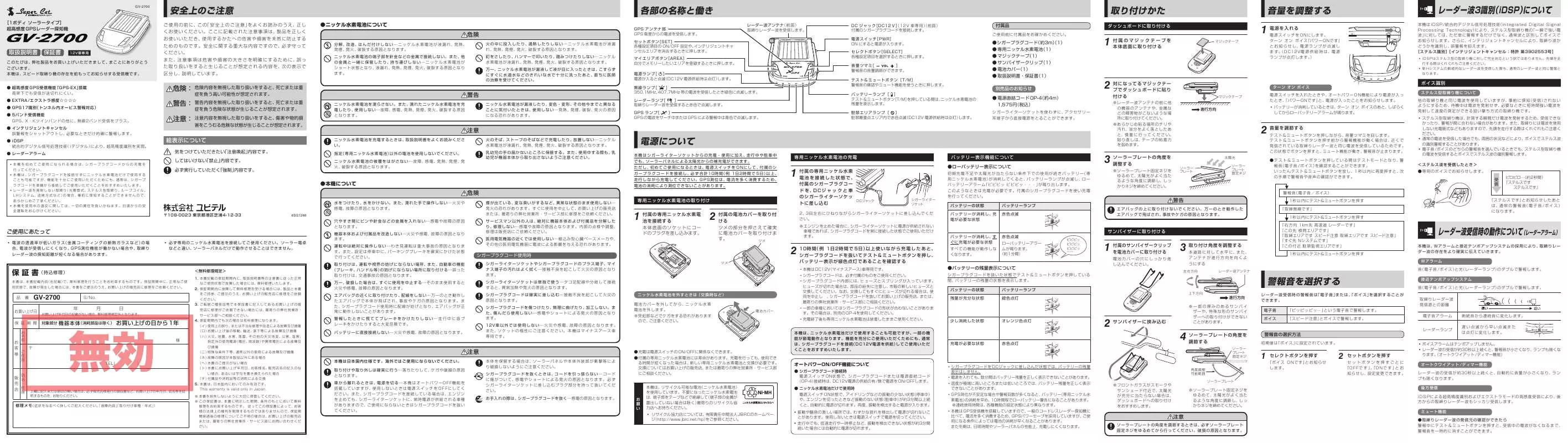 Mode d'emploi YUPITERU GV-2700